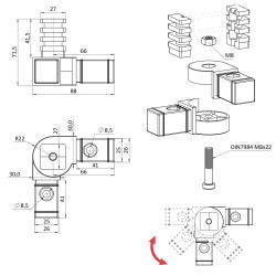 Plastová spojka - 180° rohový kus do profilu 30x30x2mm Plastová spojka - 180° rohový kus do profilu 30x30x2mm